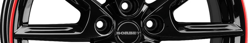 BORBET LX19 Noir brillant contour rouge